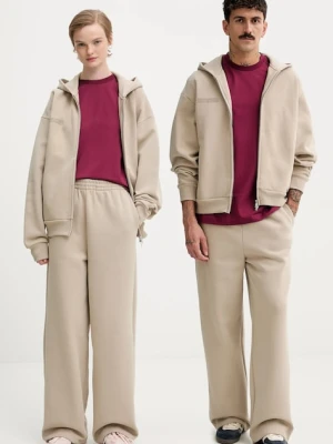 Pangaia spodnie dresowe bawełniane kolor beżowy gładkie 10002676
