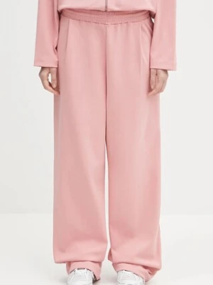 Pangaia spodnie dresowe DNA Double Jersey Pleated Trousers damskie kolor różowy z nadrukiem 10002356