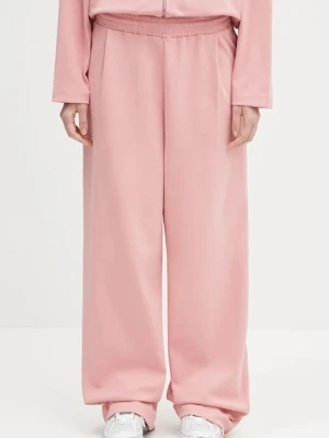 Pangaia spodnie dresowe DNA Double Jersey Pleated Trousers damskie kolor różowy z nadrukiem 10002356