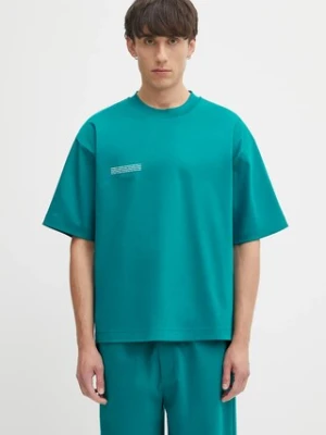 Pangaia t-shirt bawełniany DNA Oversized T-Shirt kolor turkusowy z nadrukiem 10002572
