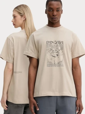 Pangaia t-shirt bawełniany kolor beżowy z nadrukiem 10002434
