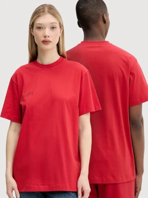 Pangaia t-shirt bawełniany kolor czerwony z nadrukiem