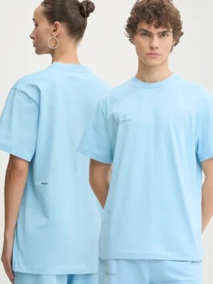 Pangaia t-shirt bawełniany kolor turkusowy z nadrukiem