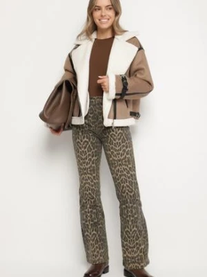 Panterkowe Bawełniane Jeansy Dzwony z Wysokim Stanem Emerre milas91