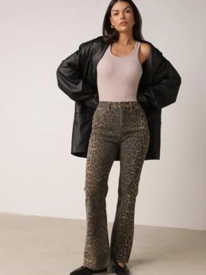 Panterkowe Bawełniane Jeansy Dzwony z Wysokim Stanem Emerre milas91