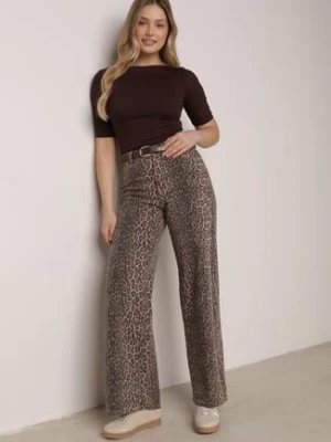 Panterkowe Bawełniane Jeansy z Szerokimi Nogawkami i Wysokim Stanem Salithirae