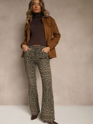 Panterkowe Jeansy Dzwony High Waist z Bawełny Enerre