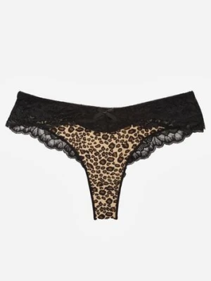 Panterkowe Majtki Stringi Ozdobione Koronką Phisoris