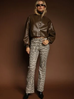 Panterkowe Panterkowe Jeansy Typu Dzwony z Bawełny High Waist Soparae