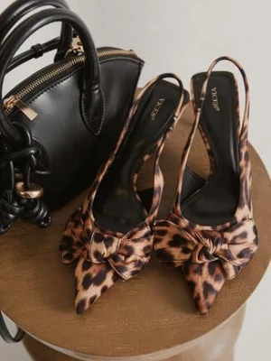 Panterkowe Sandały Vices na Szpilce Bez Pięty z Kokardą Niliswena