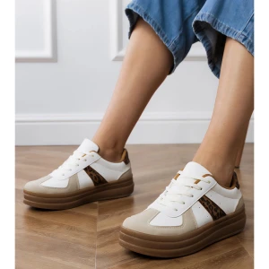 Panterkowe sneakersy damskie na platformie białe Inna marka