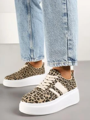 Panterkowe Sneakersy Kultowe Tenisówki na Platformie z Koturnem Elisara ideal