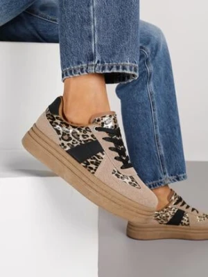 Panterkowe Sneakersy na Grubej Kauczukowej Podeszwie Gicebbe