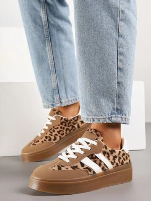 Panterkowe Sneakersy na Kauczukowej Podeszwie Ozdobione Paskami Nilimea via giulia