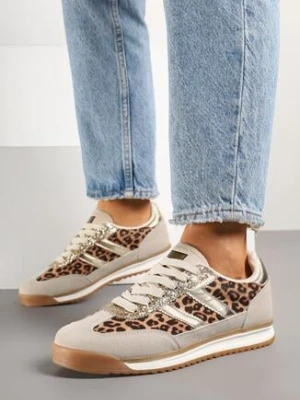 Panterkowe Sneakersy Ozdobione Paskami w Panterkę Eranelia