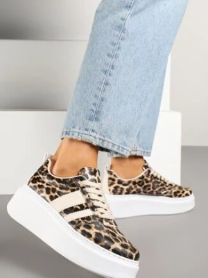 Panterkowe Sneakersy w Stylu Klasycznych Tenisówek na Grubej Podeszwie Rediree