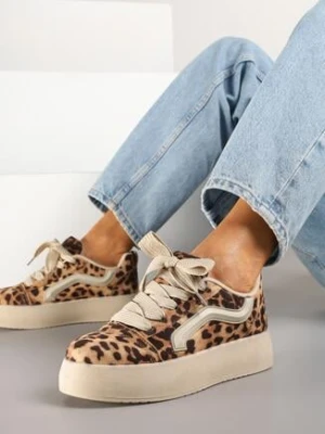 Panterkowe Sneakersy w Stylu Klasycznych Tenisówek na Platformie Nurimea ideal