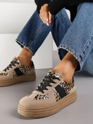 Panterkowe Sneakersy w Stylu Tenisówek na Platformie Gilritisa