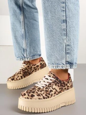 Panterkowe Sneakersy w Stylu Tenisówek na Platformie z Tłoczeniami Firreis ideal
