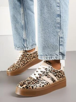 Panterkowe Sneakersy w Stylu Tenisówek z Geometrycznym Wzorem Avelresil