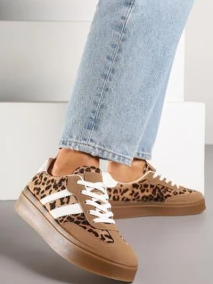 Panterkowe Sneakersy w Stylu Tenisówek z Paskami Nilomira via giulia