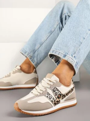 Panterkowe Sneakersy z Metaliczną Lamówką i Geometrycznym Wzorem Tosvella via giulia