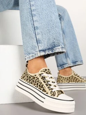 Panterkowe Trampki na Platformie Przed Kostkę Evelzivis