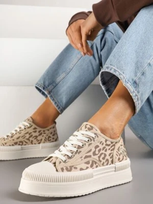 Panterkowe Trampki na Platformie z Metaliczną Ozdobą Afleeria ideal