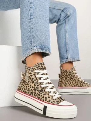 Panterkowe Trampki za Kostkę Ozdobione Aplikacją 3D Vizana