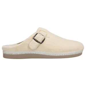 Beżowe pantofle damskie relaks z miekkiego syntetycznego futerka r3401214