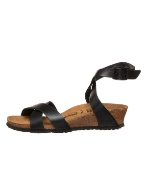 Papillio Skórzane sandały "Lola" w kolorze czarnym na koturnie rozmiar: 38