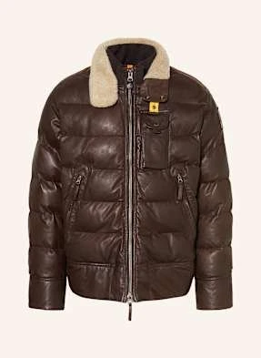 Parajumpers Kurtka Skórzana Gian Z Odpinanym Sztucznym Futrem braun