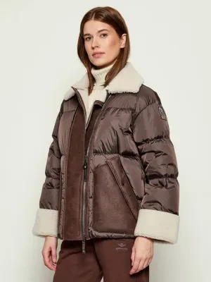 PARAJUMPERS Puchowa kurtka CHYNA | shearling | Regular Fit | z dodatkiem skóry