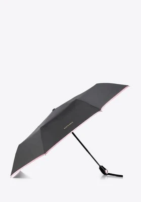 Parasol automatyczny z ozdobną lamówką czarno - różowy Wittchen