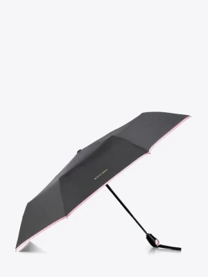 Parasol automatyczny z ozdobną lamówką czarno - różowy Wittchen