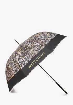 Parasol kopułowy półautomatyczny w zwierzęcy deseń czarno - złoty Wittchen