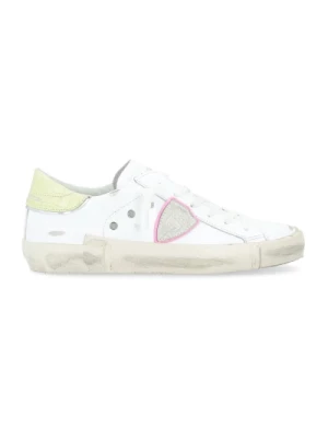 Paris X Skóra Sneaker w Białym, Żółtym i Różowym Philippe Model