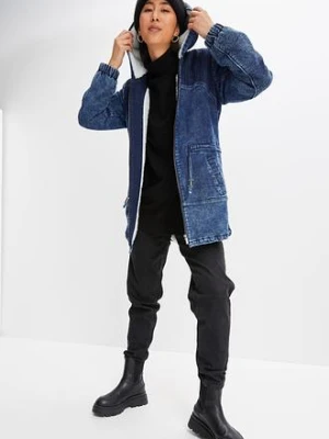 Parka dżinsowa z barankiem bonprix