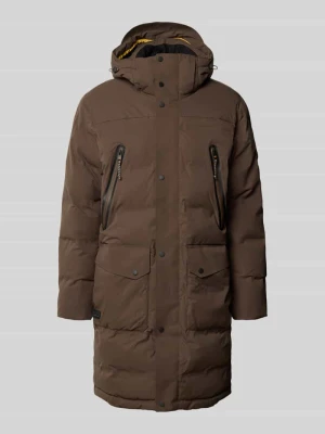 parka o kroju regular fit z kieszeniami z patką i kapturem Camel Active Ciemnobrązowy
