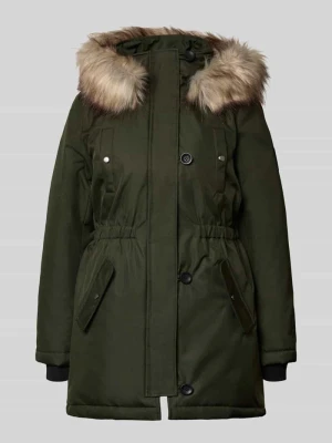 parka o kroju regular fit z poliestru z odpinanym obszyciem sztucznym futrem model 'Iris' Only Ciemnozielony