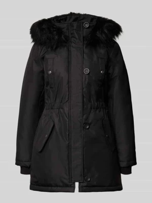 parka o kroju regular fit z poliestru z odpinanym obszyciem sztucznym futrem model 'Iris' Only Czarny