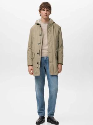 Parka pikowana z kapturem water repellent średni brązowy - Mężczyzna - - MANGO MAN