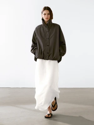 Parka Z Mieszanki Bawełny Z Bufiastymi Elementami - Brązowy - - Massimo Dutti - Kobieta