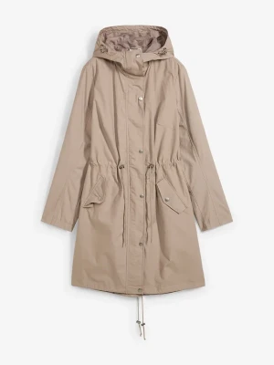 Parka z kapturem BonPrix brązowy