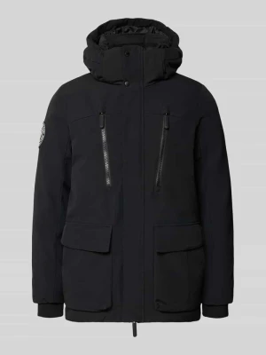 Parka z kapturem i kieszeniami z patką Superdry Czarny