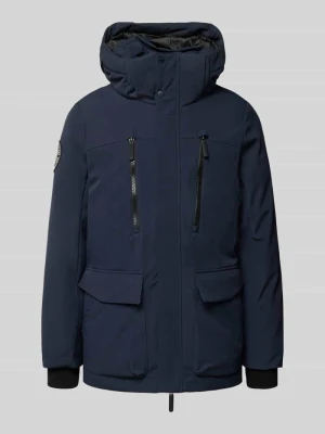 Parka z kapturem i kieszeniami z patką Superdry Granatowy