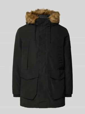 Parka z kieszeniami z patką i kapturem ze sztucznego futra jack & jones