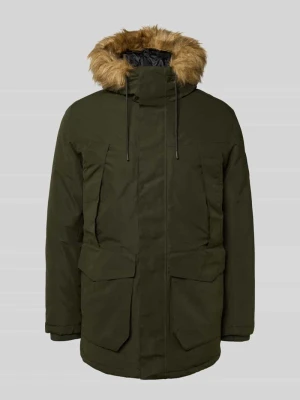Parka z kieszeniami z patką i kapturem ze sztucznego futra jack & jones