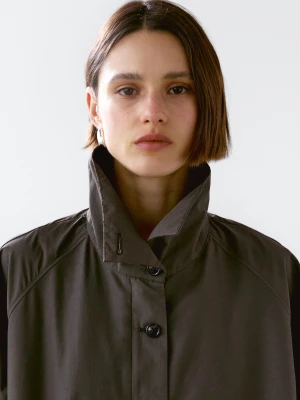 Parka Z Mieszanki Bawełny Z Bufiastymi Elementami - Brązowy - - Massimo Dutti - Female