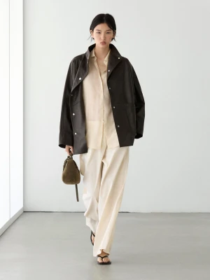 Parka Z Nappy Z Kieszeniami - Brązowy - - Massimo Dutti - Kobieta